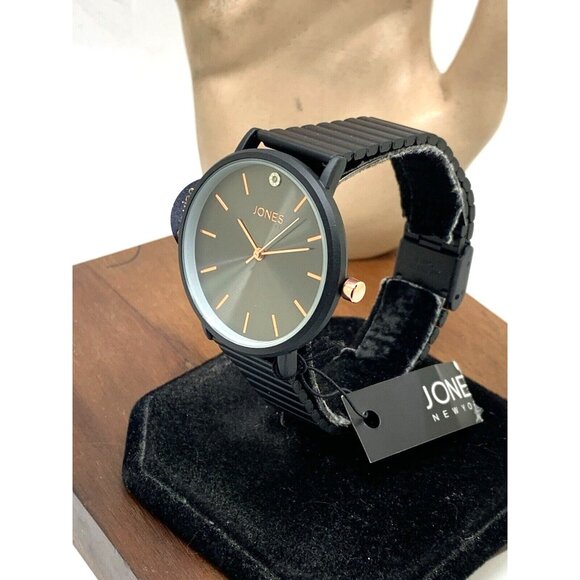 Jones Women's Watch 13944B-42-G02 Quartz Diamond Black Steel Rubber Band… - Picture 2 of 14